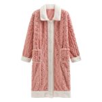 Robe de chambre femme chaude longue boutonnée
