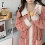 Robe de chambre femme chaude longue boutonnée