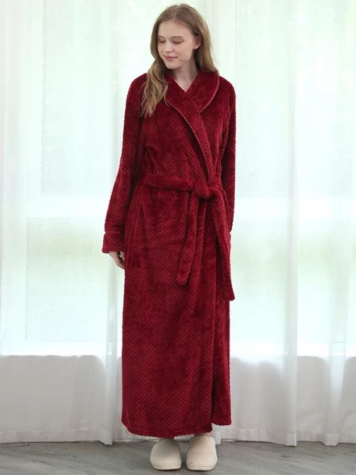 Robe de chambre femme polaire rouge