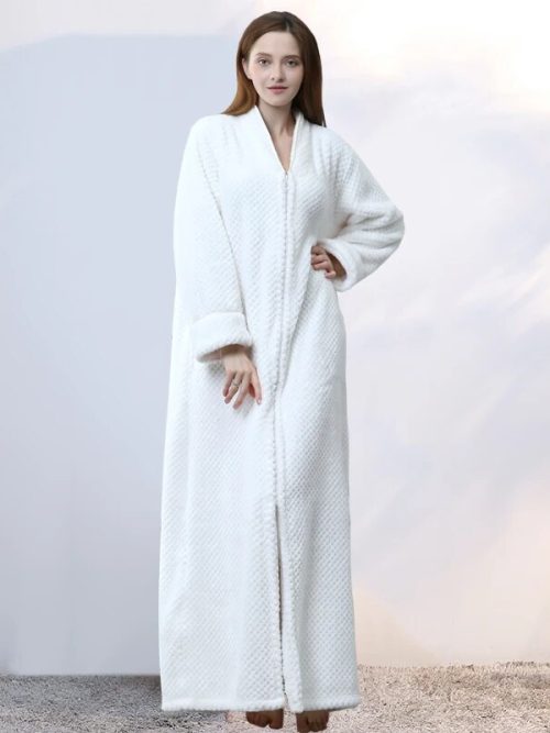 Robe de chambre femme velours zippée